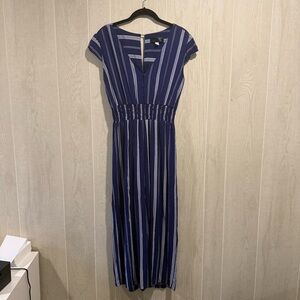 Blue Rain Striped Blue & White Pants Jumpsuit, L